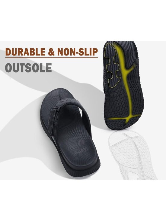 Men\'s Black Adjustable Thick Athletic Cushion Orthotic Flip Flops Sandal Shoes main image 5